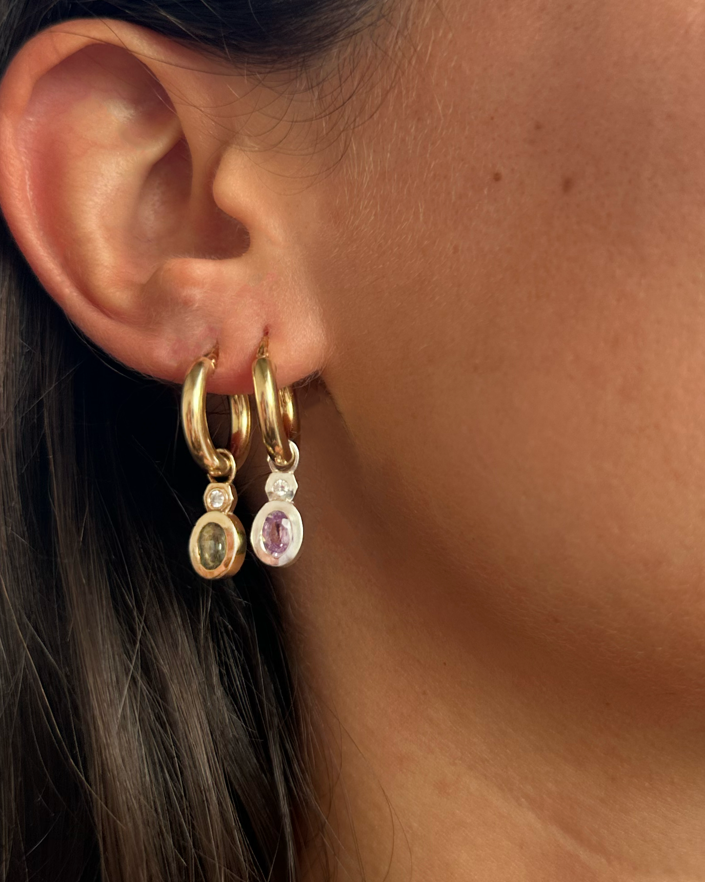 Orbit Drop Hoop Silver