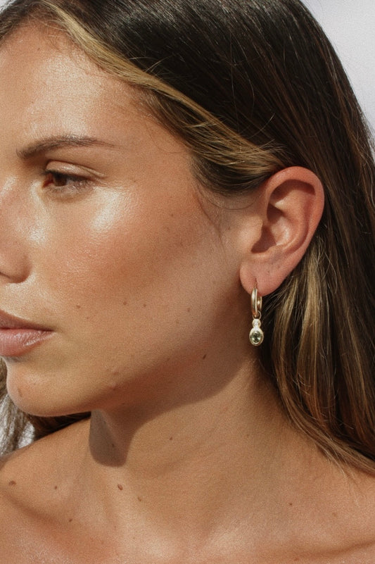 Orbit Drop Hoop 14kt Gold