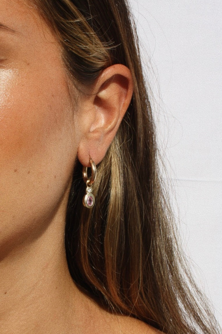 Orbit Drop Hoop 14kt Gold
