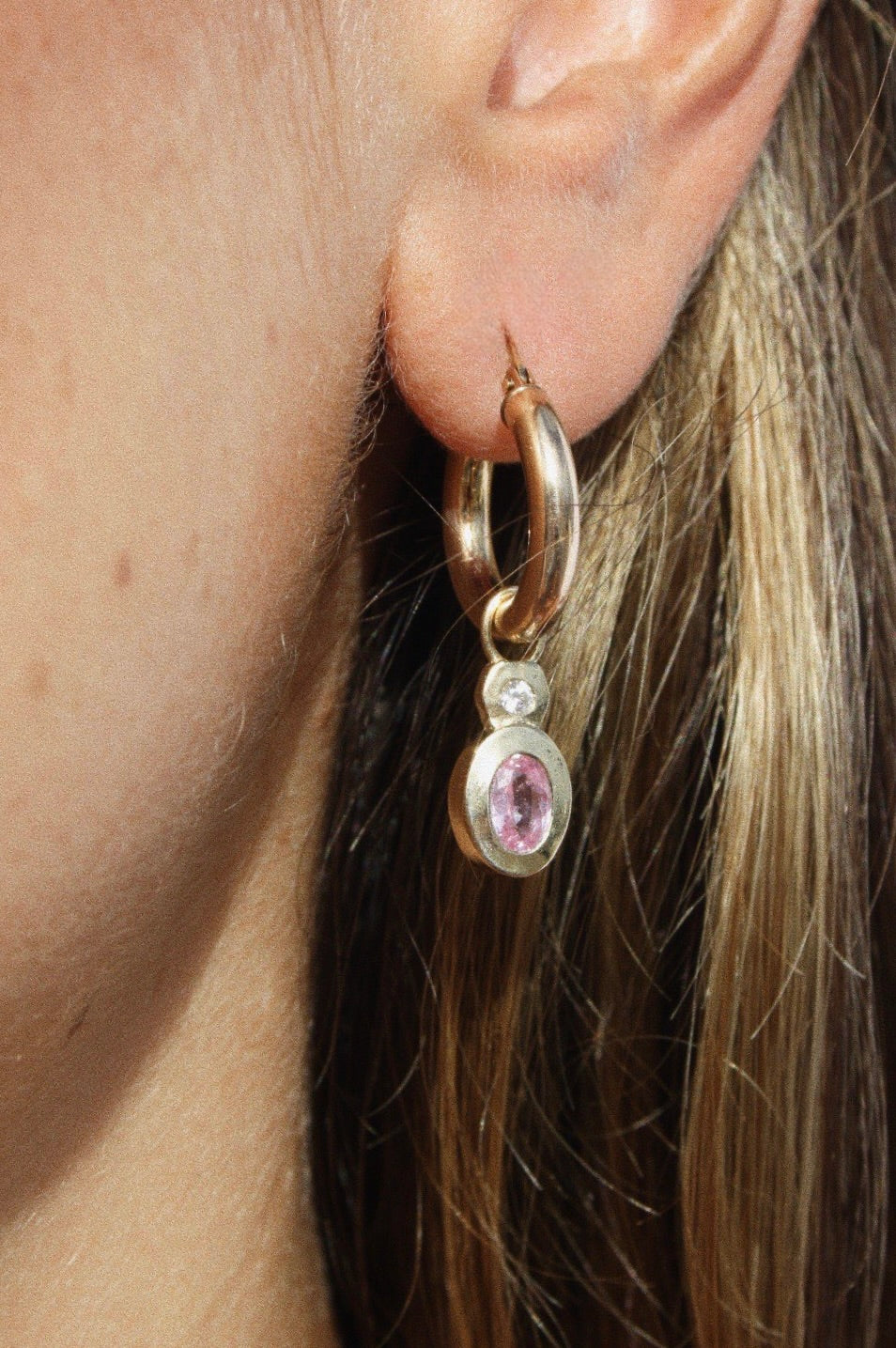 Orbit Drop Hoop 14kt Gold