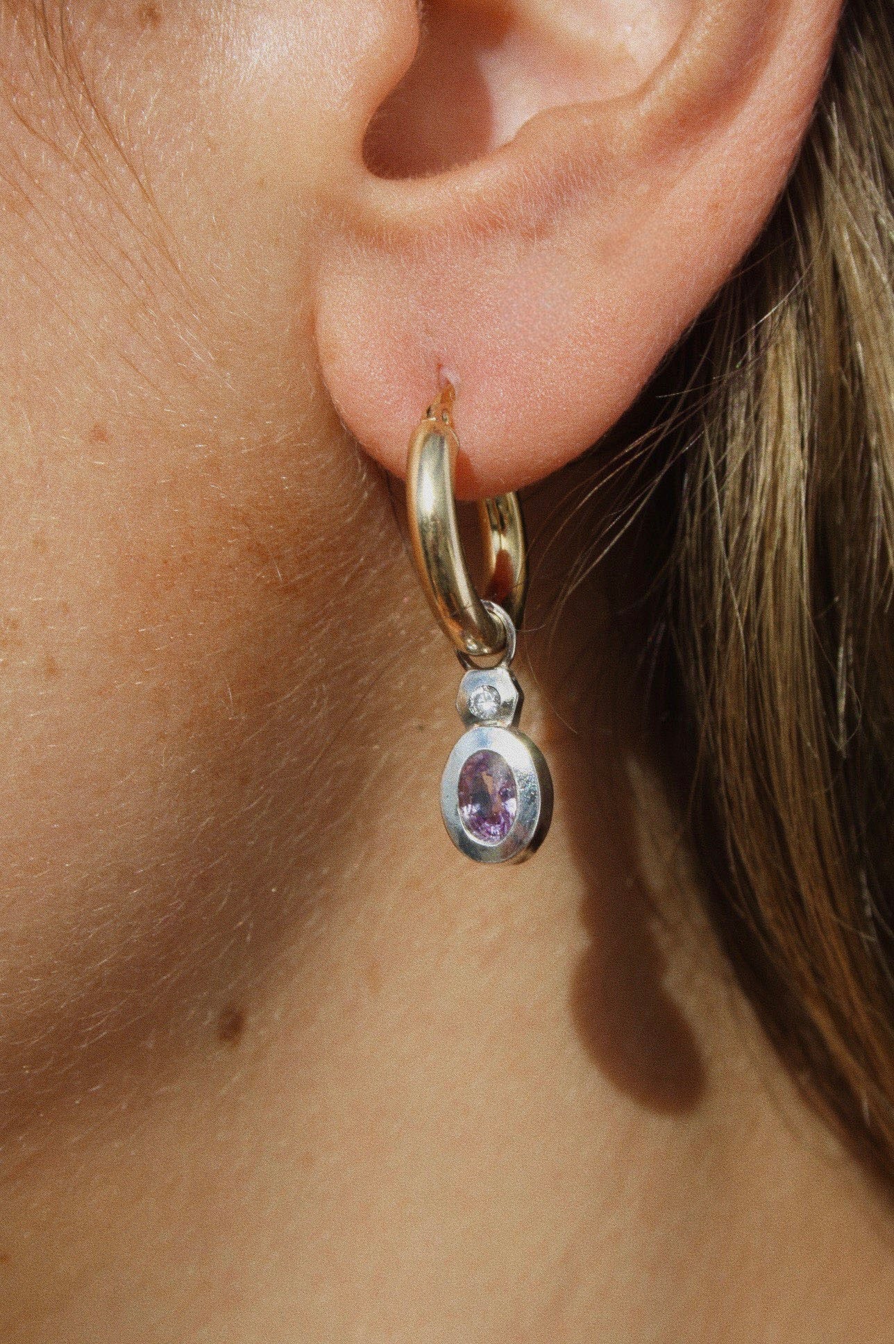 Orbit Drop Hoop Silver