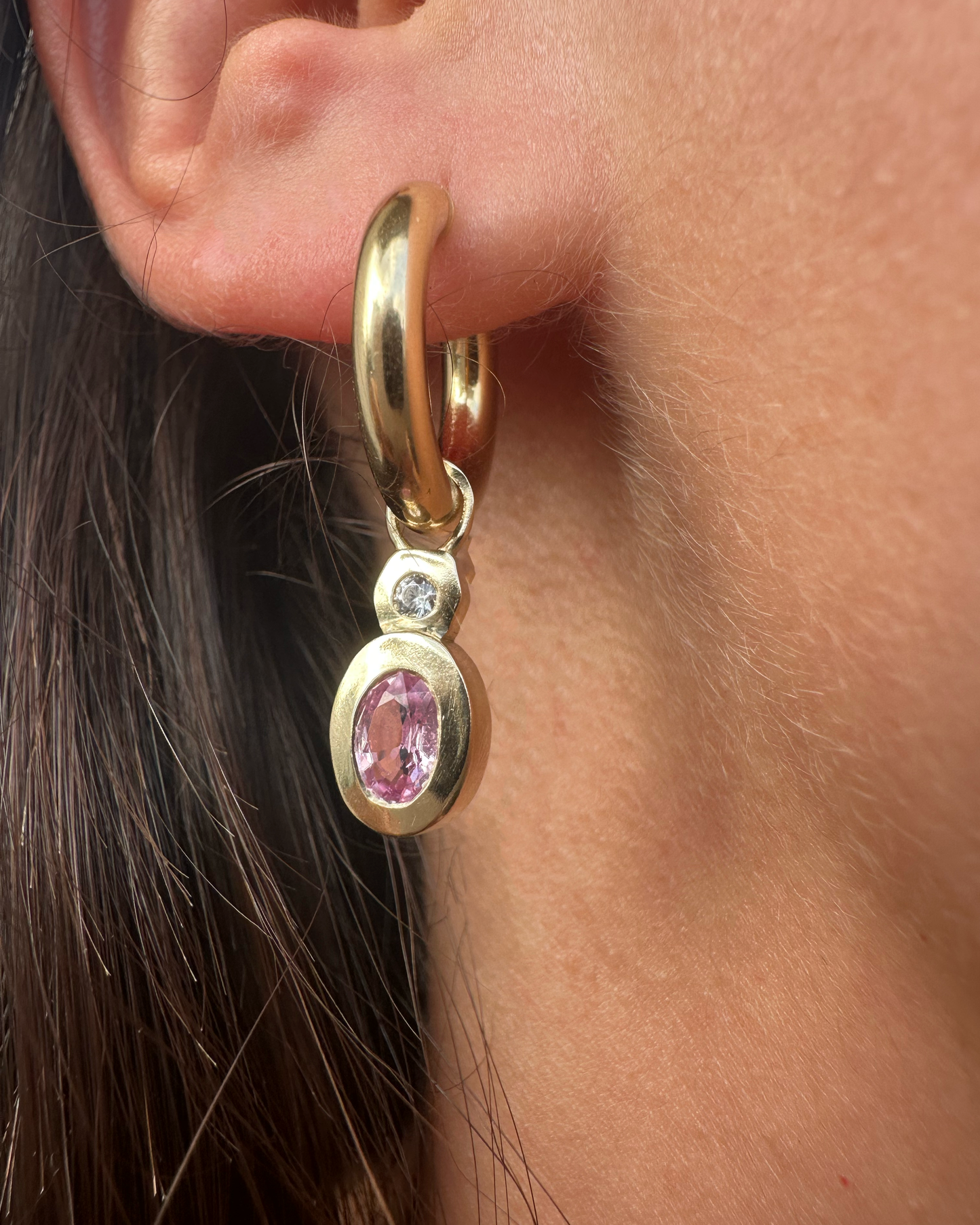Orbit Drop Hoop 14kt Gold