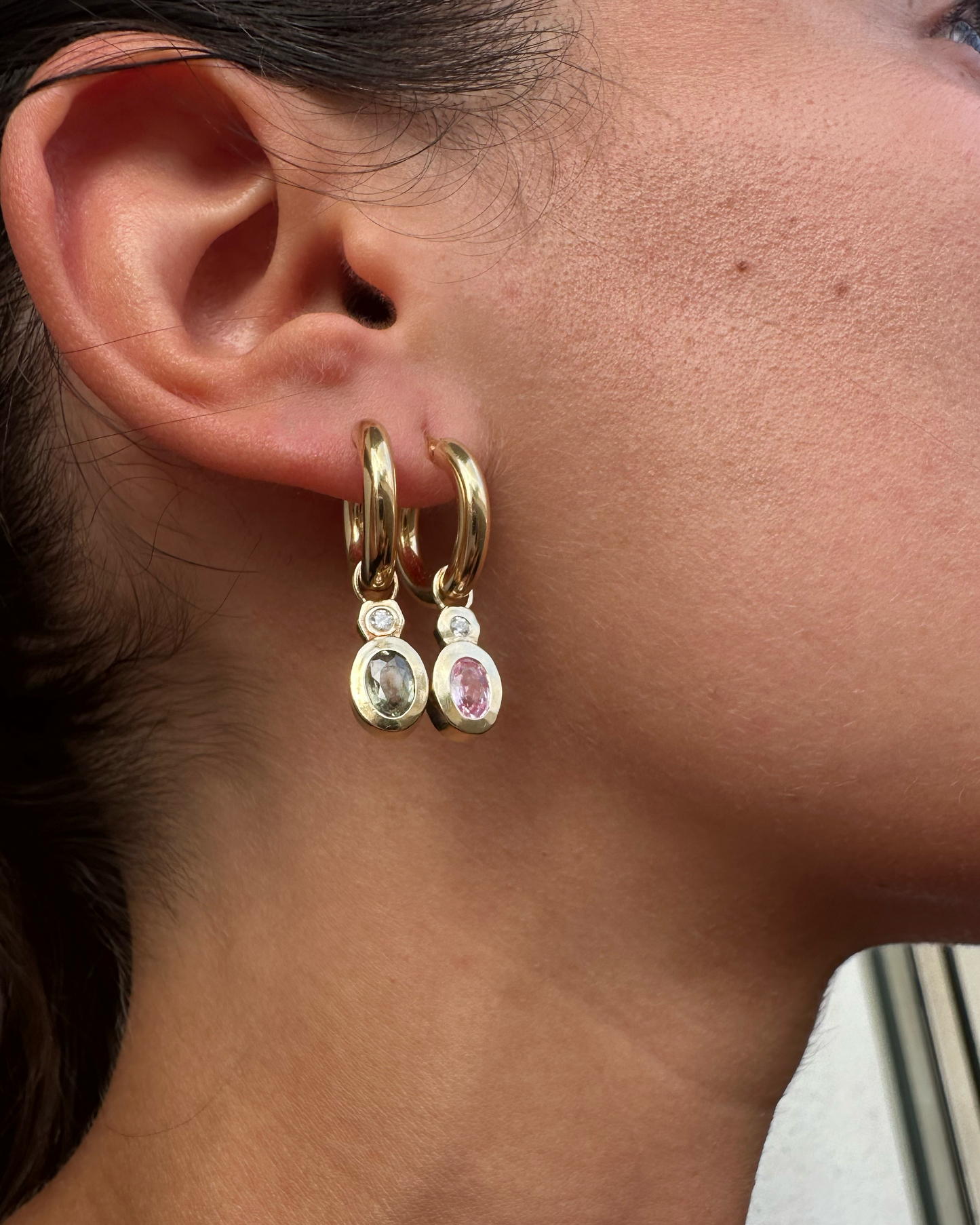 Orbit Drop Hoop 14kt Gold